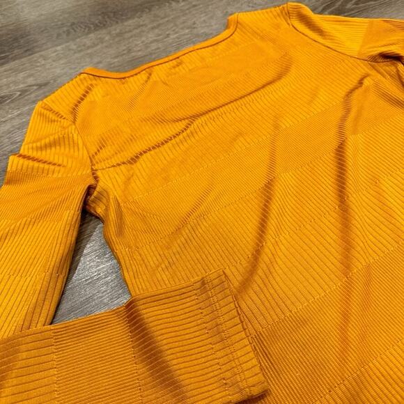 Scotch & Soda Womens M NEW Mercerized Square Neck Top Stretch Long Sleeve Orange - Picture 10 of 10